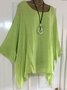 Crew Neck Solid Casual Batwing Plus Size Blouse